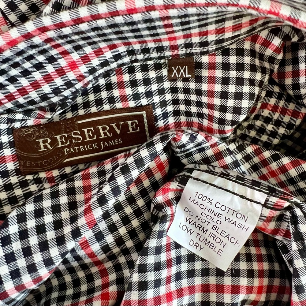 Reserve Patrick James Western Button Down Long Sleeve Plaid Shirt Top XXL - Picture 7 of 7